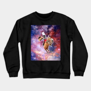 Lemur Riding Goat Unicorn Eating Cake Crewneck Sweatshirt